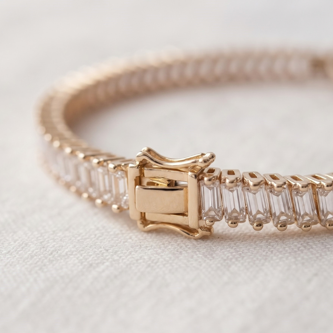 Baguette Cut Lab Grown Diamond Tennis Bracelet - Image 1