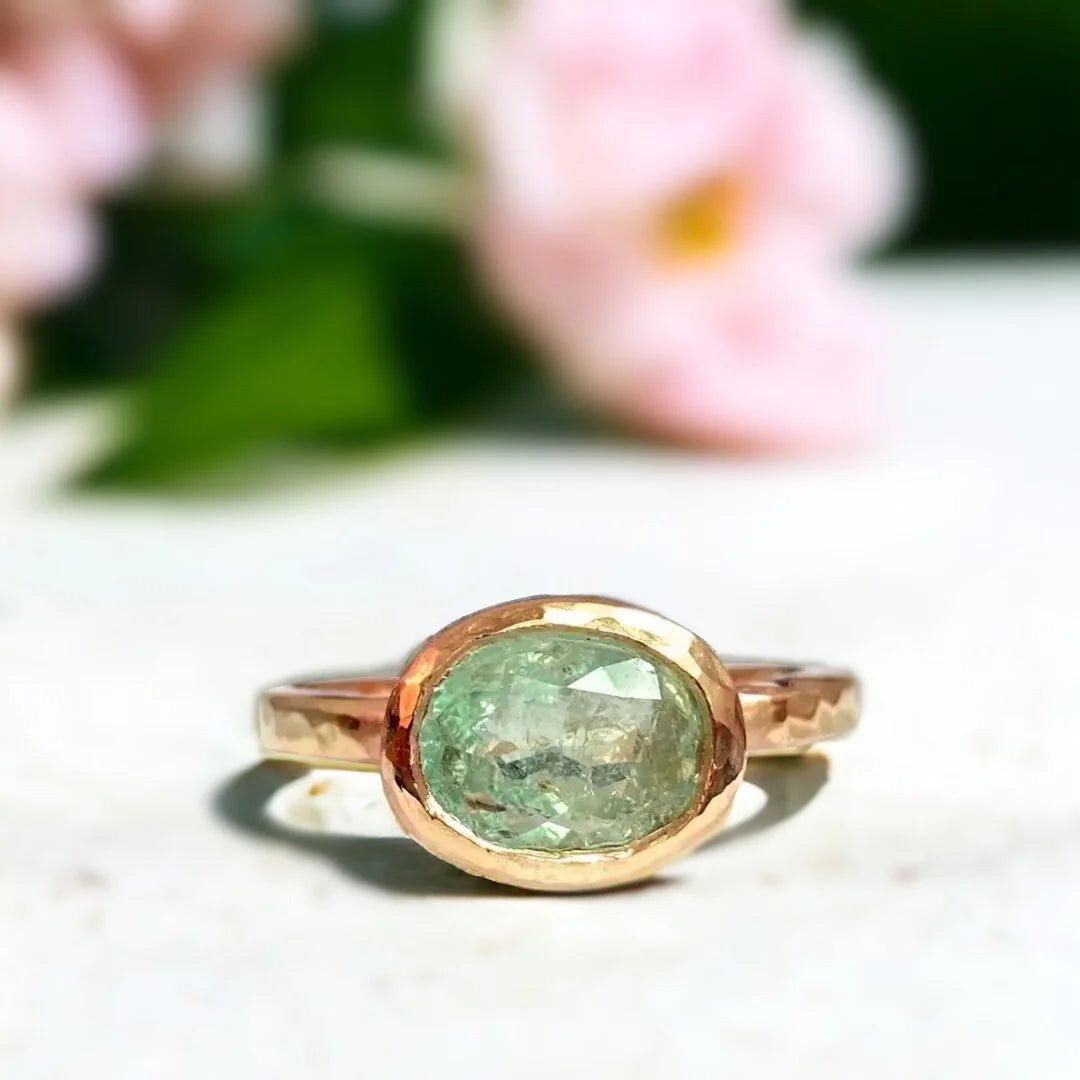 Green Tourmaline Ring with 2.25 CT Oval Cut Natural Gemstone - Image 1