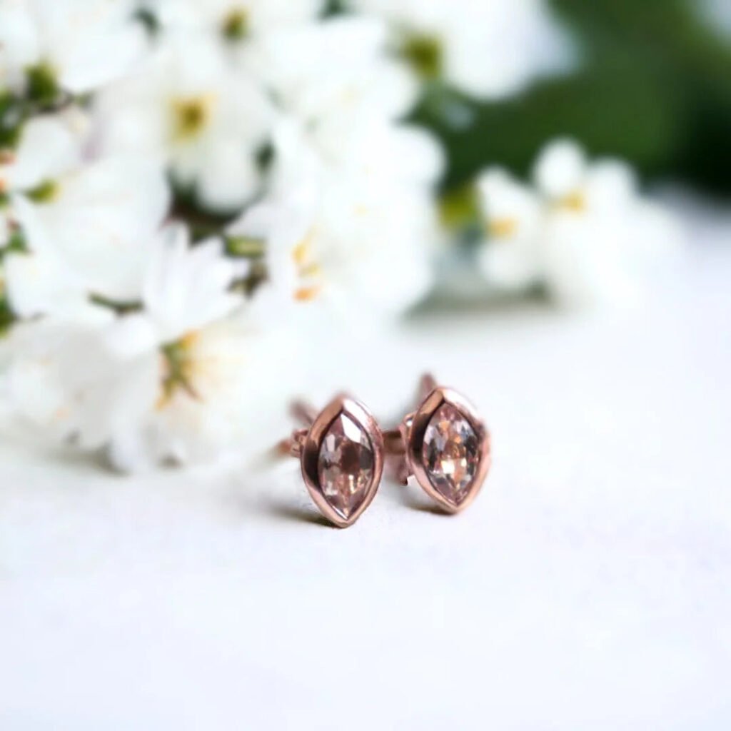 Handcrafted Morganite Earrings With Peridot And Ruby Elegant Studs