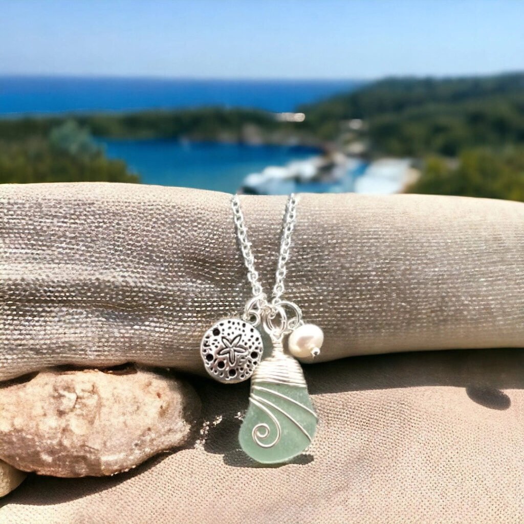 Hawaiian Sea Glass Necklace with Sand Dollar Charm