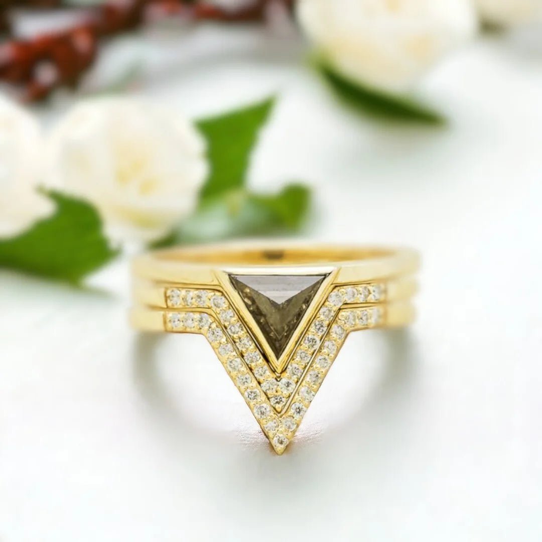 Hexagon Salt and Pepper Diamond Ring 1.90 Ct Luxury Minimalist Design - Image 2