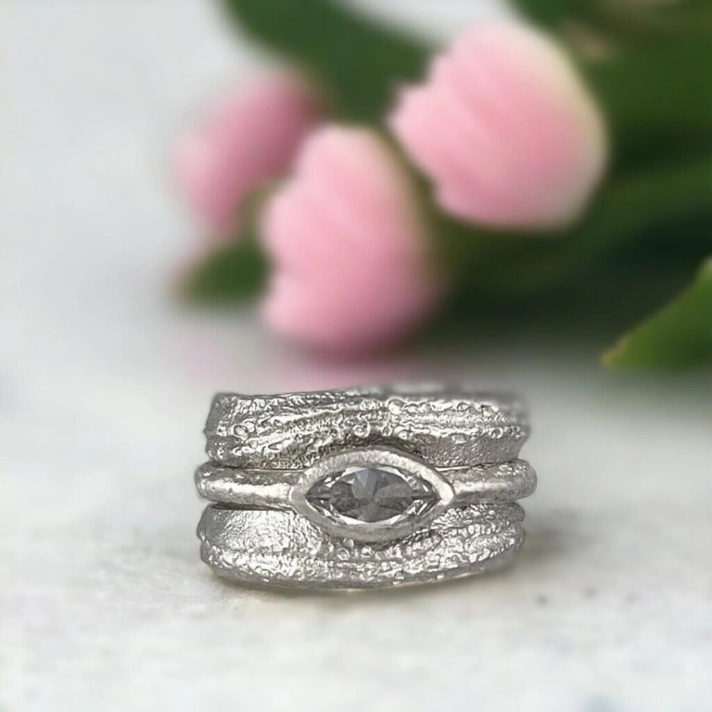 Lab Grown Diamond Marquise Engagement Ring Actaea Greek Inspired Ring