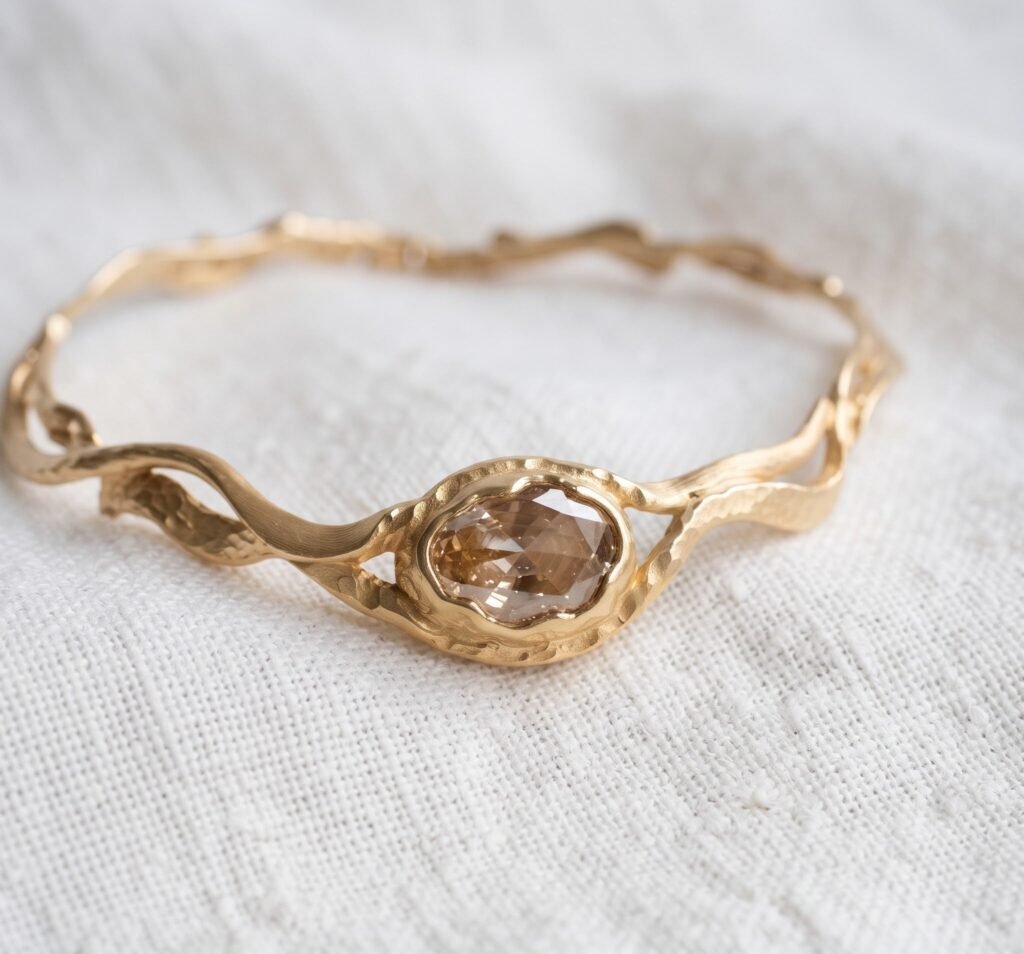 Brown Champagne Diamond Necklace Handmade Jewelry