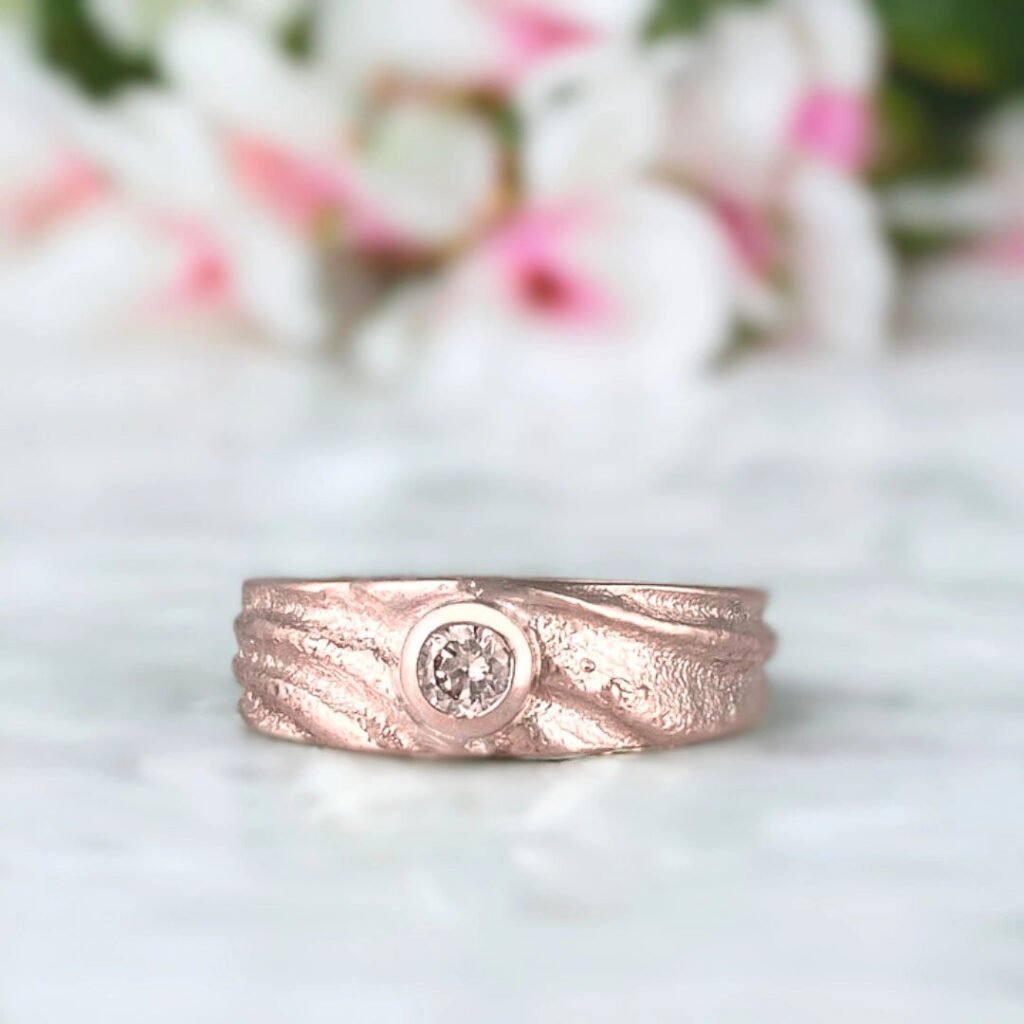 Natural Diamond Ring Telesto Bezel Set Round Diamond Statement Ring