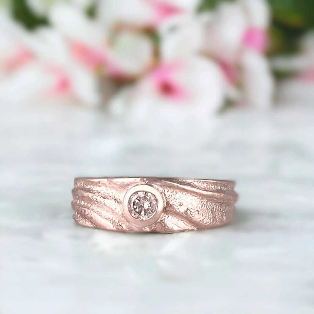 Natural Diamond Ring Telesto Bezel Set Round Diamond Statement Ring - Image 1