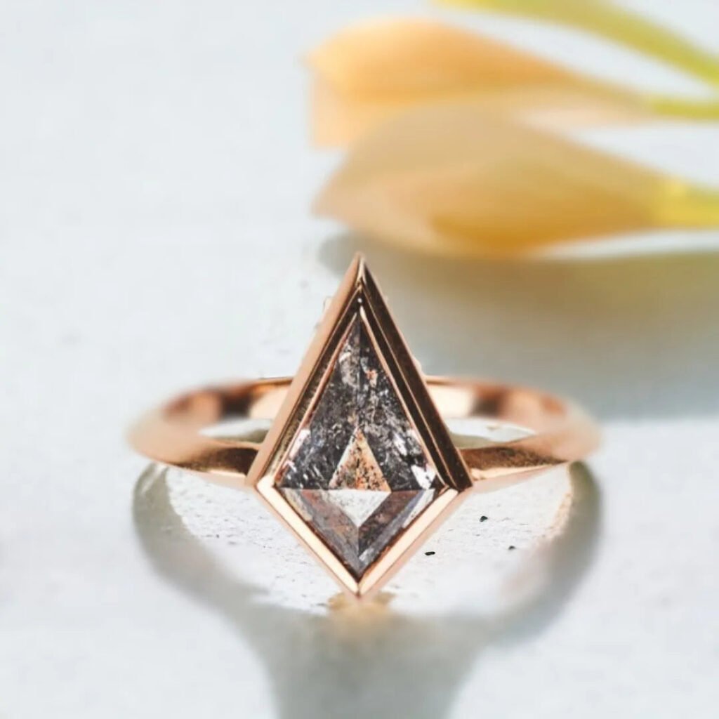 Natural Salt And Pepper Diamond Ring Ascendant Arch Prism Design