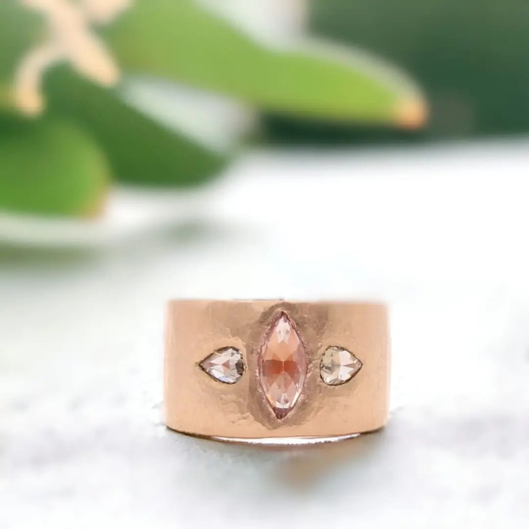 Pink Sapphire Engagement Ring Marquise Rose Gold Diamond Accents - Image 1