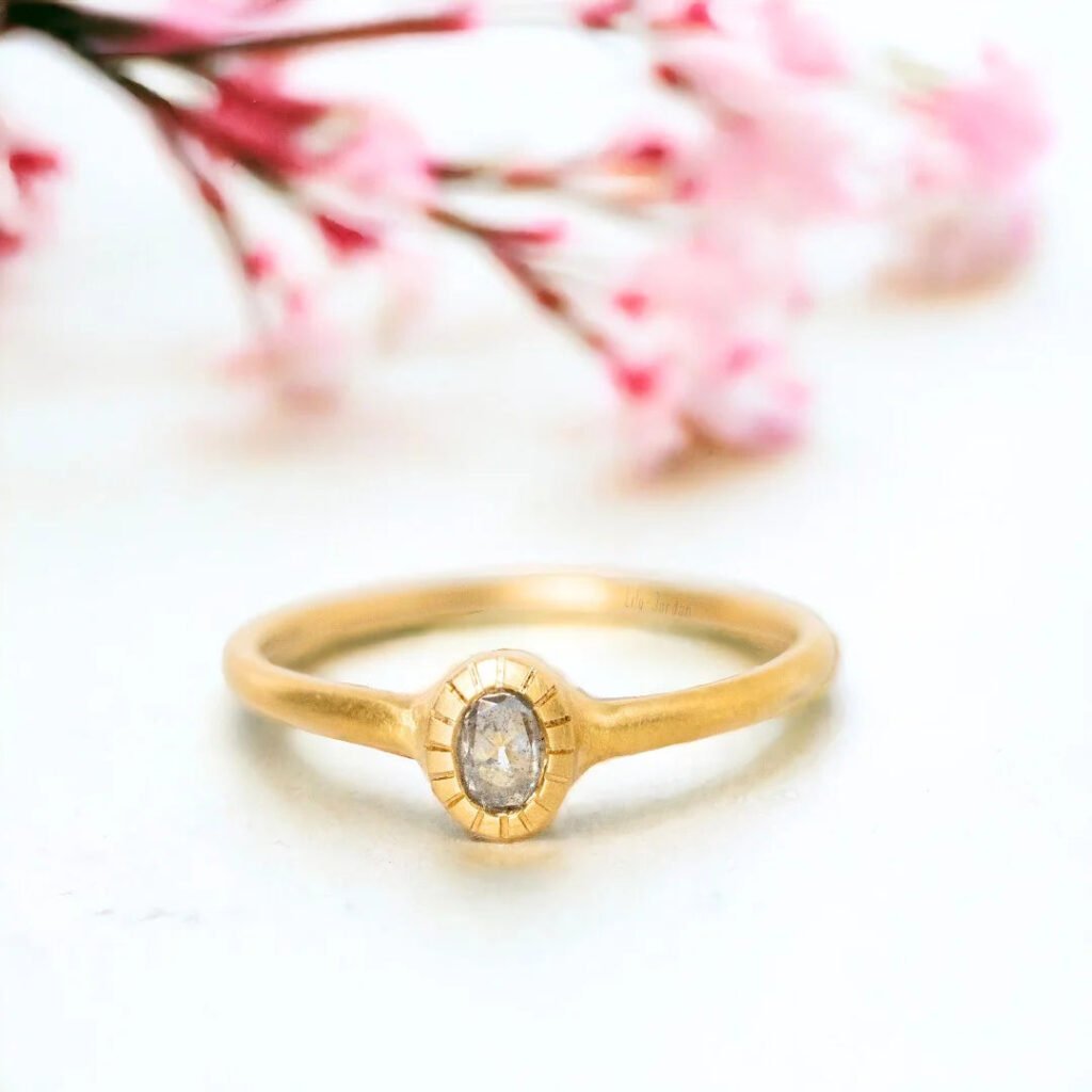 Rose Gold Salt And Pepper Diamond Ring Bezel Design In Rose Gold