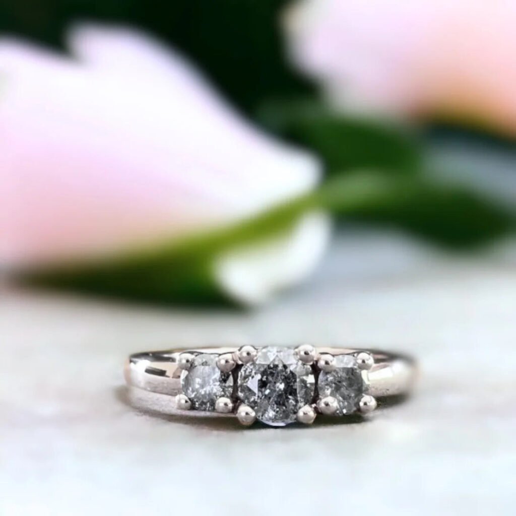 Round Salt And Pepper Diamond Ring Beacon Of Love Design