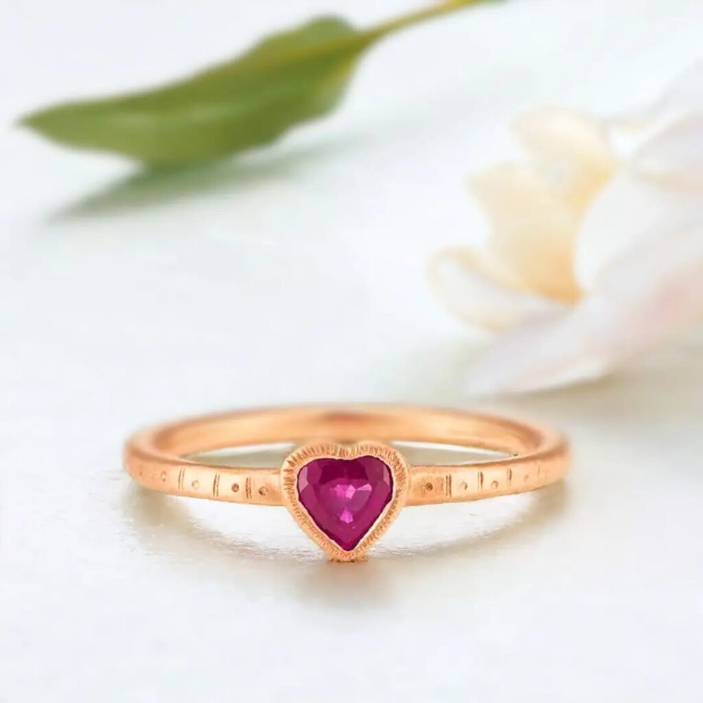 Ruby Heart Ring in Fairmined Gold with Natural Ruby