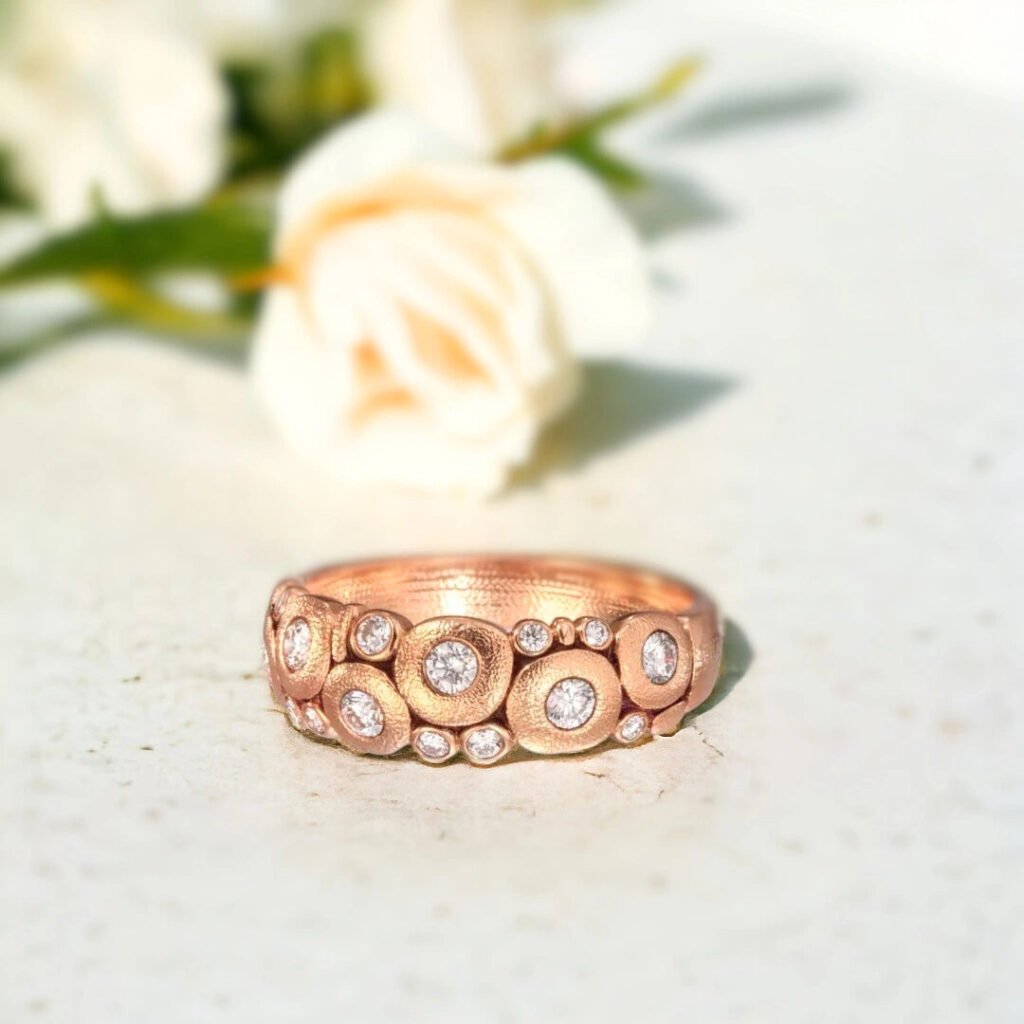 Salt and Pepper Diamond Dome Ring Custom Designer Jewelry