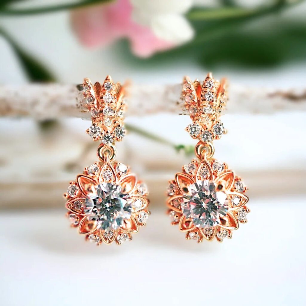 Salt and Pepper Diamond Drop Earrings Round Cut 1.45 CT Drop Style