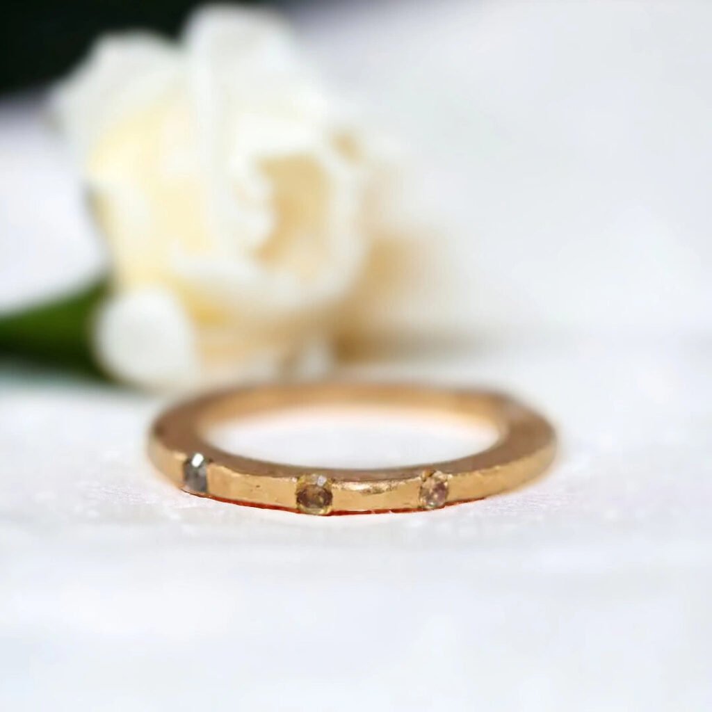Salt and Pepper Diamond Ring Brown Diamond Wedding Band Stackable Ring