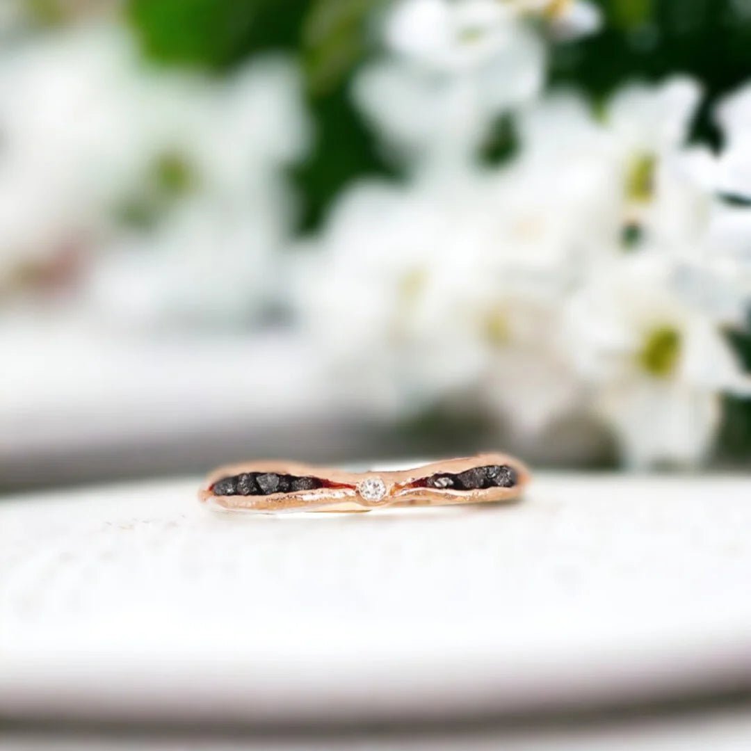 Salt and Pepper Diamond Ring Rose Gold Diamond Chip Ring - Image 1