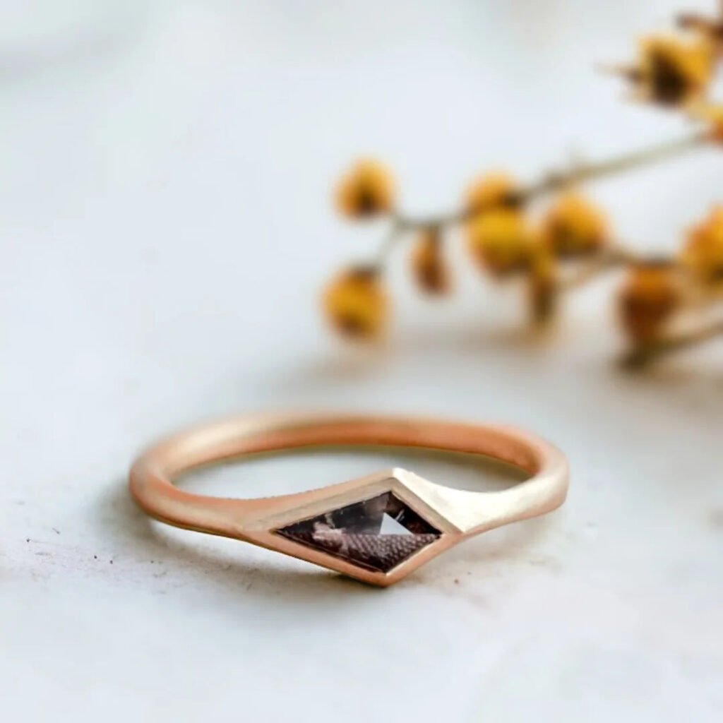 Salt And Pepper Kite Diamond Ring In A Modern Solitaire Design