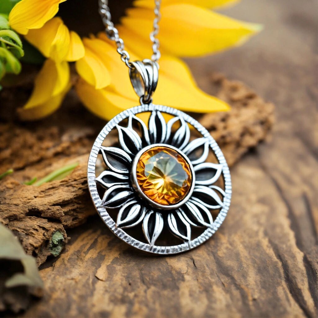 Sea Breeze Birthstone Necklace with Floral Pendant Design