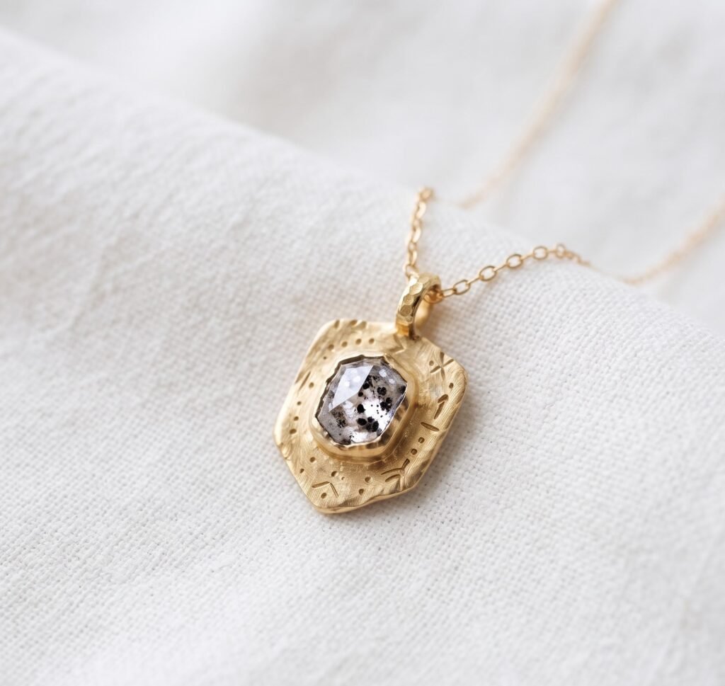Salt and Pepper Diamond Gold Necklace